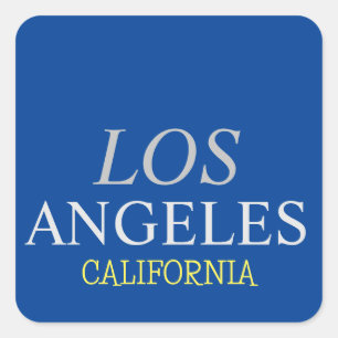 Adesivo Quadrado California Los Angeles City USA Retro Vintage Blue