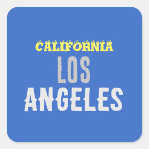 Adesivo Quadrado California Los Angeles City USA Retro Vintage Blue