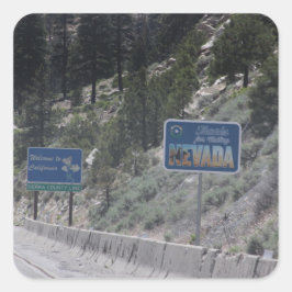 Adesivo Quadrado California-Nevada Stateline Stickers