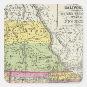 Adesivo Quadrado Califórnia, Oregon, Washington, Utá, New mexico