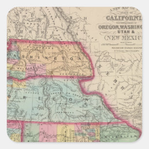 Adesivo Quadrado Califórnia, Oregon, Washington, Utá, New mexico 