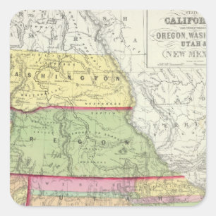 Adesivo Quadrado Califórnia, Oregon, Washington, Utá, New mexico