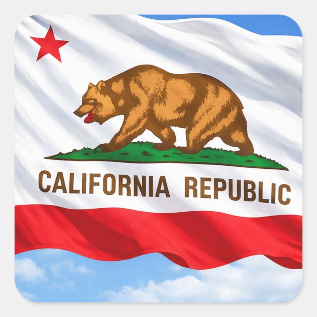Adesivo Quadrado California Republic Bear Flag – Patriotic (Frente)