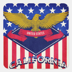 Adesivo Quadrado California USA Flag