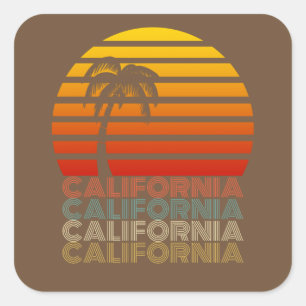 Adesivo Quadrado California Vintage verões Sunset Sunrise Retro