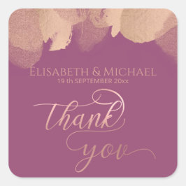 Adesivo Quadrado Caligrafia Cassis rosa gold watercolor