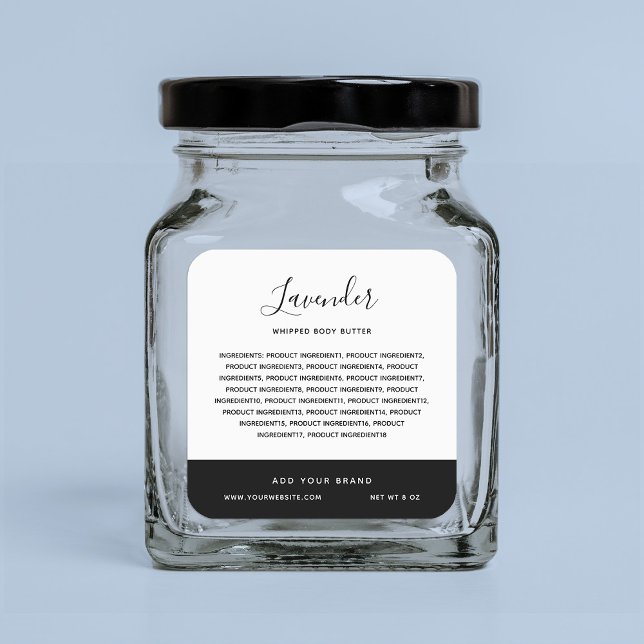 Adesivo Quadrado Caligrafia: cores editáveis contrastantes (Criador carregado)