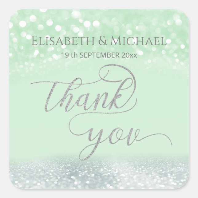 Adesivo Quadrado Caligrafia de gliteria de prata neo (Frente)