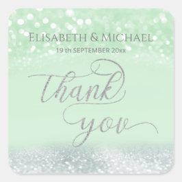 Adesivo Quadrado Caligrafia de gliteria de prata neo