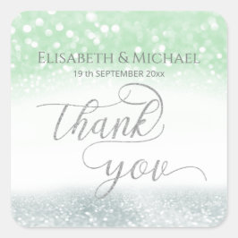 Adesivo Quadrado Caligrafia de gliteria de prata neo