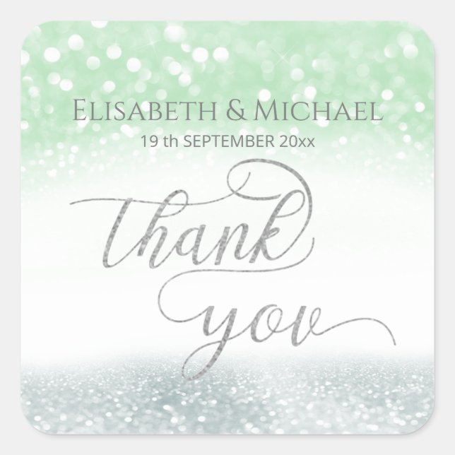 Adesivo Quadrado Caligrafia de gliteria de prata neo (Frente)