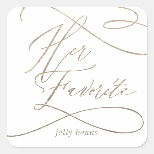 Adesivo Quadrado Caligrafia Dourada Romântica Seu Favor Favorito (Frente)