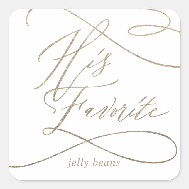 Adesivo Quadrado Caligrafia Dourada Romântica Seu Favor Favorito (Frente)