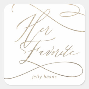 Adesivo Quadrado Caligrafia Dourado romântica seu favor favorito
