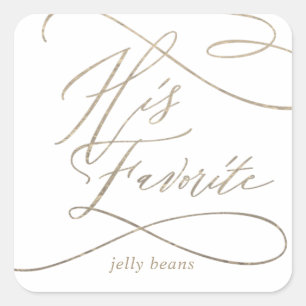 Adesivo Quadrado Caligrafia Dourado romântica seu favor favorito