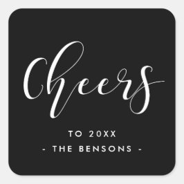 Adesivo Quadrado Caligrafia elegante de ano novo