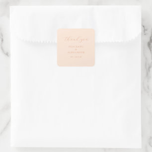 Adesivo Quadrado Caligrafia Elegante em Pêssego