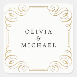 Adesivo Quadrado Caligrafia florescente branca-negra elegante