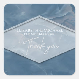 Adesivo Quadrado Caligrafia geométrica romântica com mármore azul m