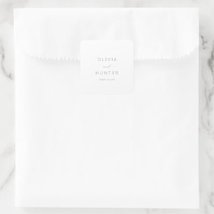 Adesivo Quadrado Caligrafia Minimalista Cinza Elegante