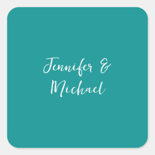 Adesivo Quadrado Caligrafia minimalista profissional azul verde