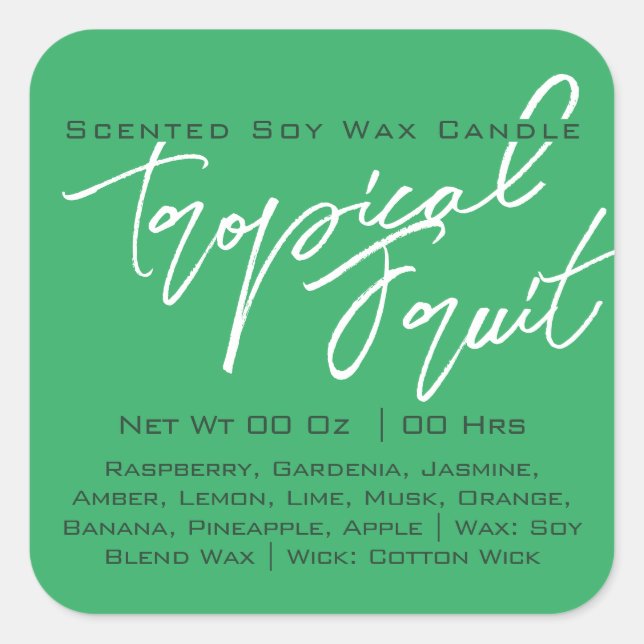 Adesivo Quadrado Caligrafia moderna - Lanterna Verde Claro (Frente)