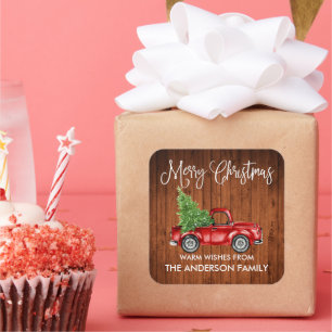 Adesivo Quadrado Caligrafia natalícia Caminhão de Vintagem de Mad