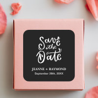 Caligrafia Romântica Preto Casamento Salve a Data
