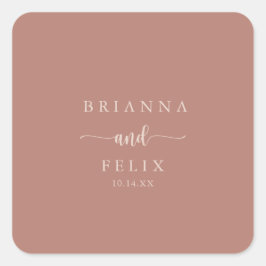 Adesivo Quadrado Calligrafia Terracotta Casamento Envelope Selos