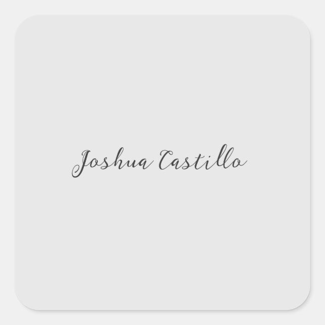 Adesivo Quadrado Calligraphy Simple Grey Professional Name (Frente)