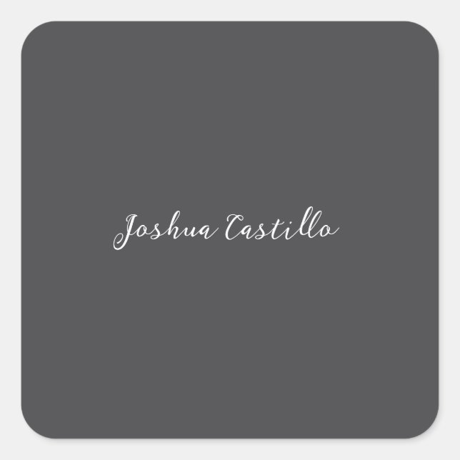 Adesivo Quadrado Calligraphy Simple Grey Professional Name (Frente)