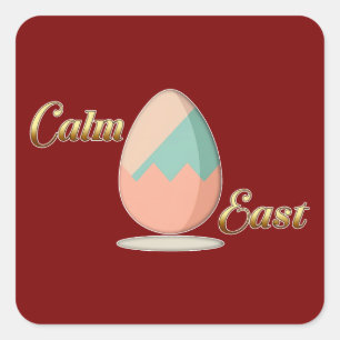 Adesivo Quadrado Calm Easter – Aesthetic Egg Art - Autocolante