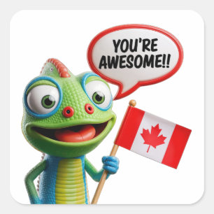 Adesivo Quadrado Camaleão canadense você é incrível