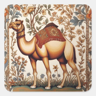 Adesivo Quadrado Camelo Elegante William Morris Inspirado Floral