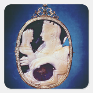 Adesivo Quadrado Cameo de Sardonyx que carrega o perfil de Livia