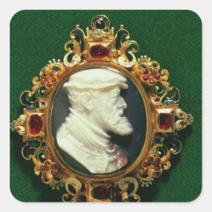 Adesivo Quadrado Cameo que carrega o retrato de Charles mim da
