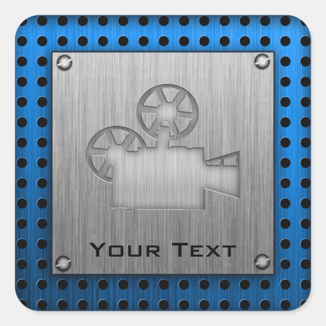 Adesivo Quadrado Câmera de filme com aspecto metálico escovado (Frente)