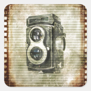 Adesivo Quadrado câmera do vintage da fotografia do fotógrafo do