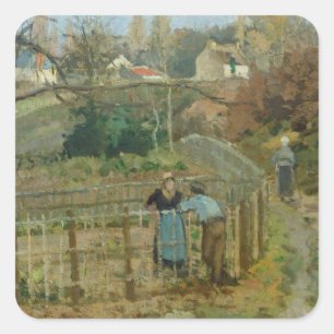 Adesivo Quadrado Camille Pissarro   a cerca, 1872 (óleo em canvas)
