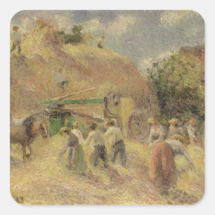 Adesivo Quadrado Camille Pissarro   a colheita, 1883