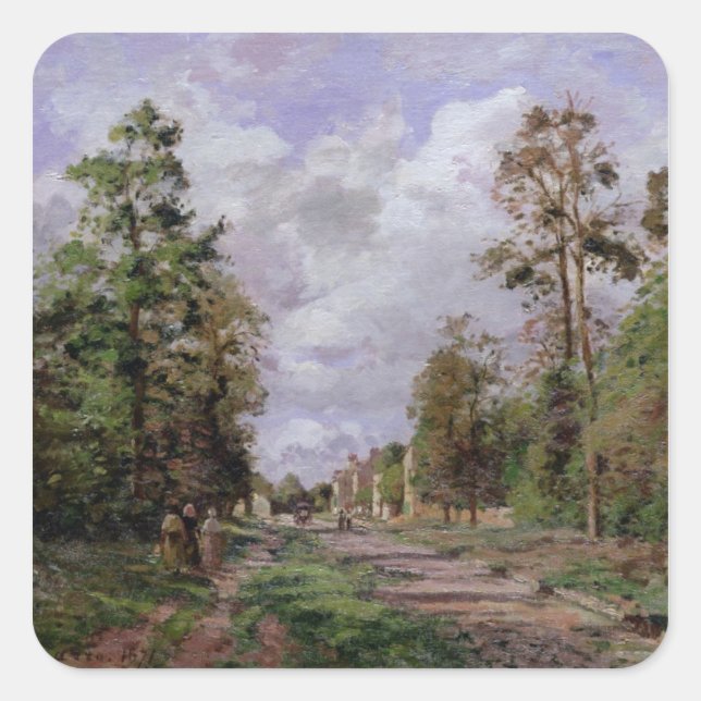 Adesivo Quadrado Camille Pissarro | A estrada para Louveciennes, 18 (Frente)