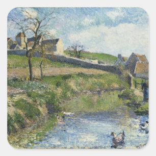 Adesivo Quadrado Camille Pissarro   a fazenda em Osny, 1883