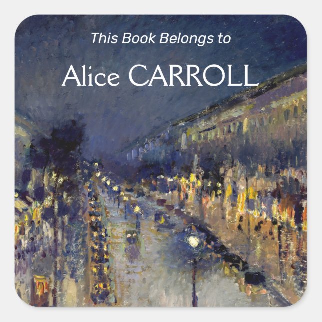 Adesivo Quadrado Camille Pissarro - Boulevard Montmartre à Noite (Frente)