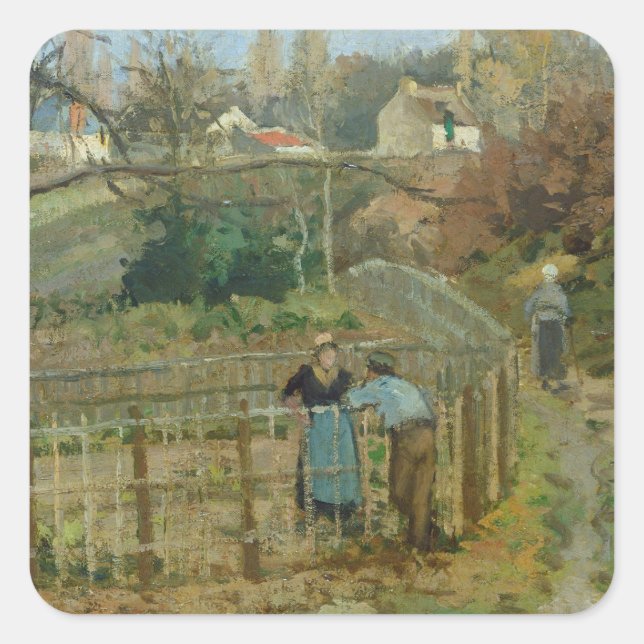 Adesivo Quadrado Camille Pissarro | Cerca de 1872 (óleo na canvas) (Frente)