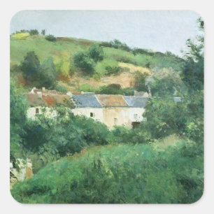 Adesivo Quadrado Camille Pissarro   o trajeto na vila, 1875