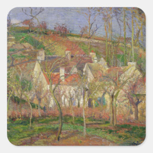 Adesivo Quadrado Camille Pissarro   os telhados vermelhos, ou canto