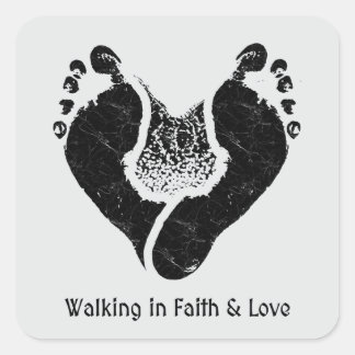 Adesivo Quadrado Caminhando em Fé e Amor Design Cristão