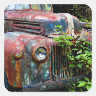 Adesivo Quadrado Caminhão antigo e enferrujado
