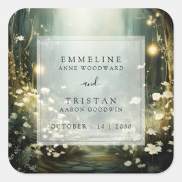 Adesivo Quadrado Caminho Da Floresta Encantada Do Casamento Verde D