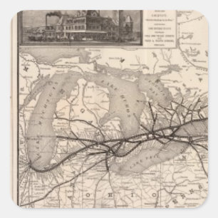 Adesivo Quadrado Caminho de ferro de Chicago e Grand Trunk